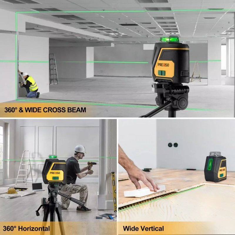 PREXISO 100Ft 360 Laser Level Line Laser w/Tripod Green Self