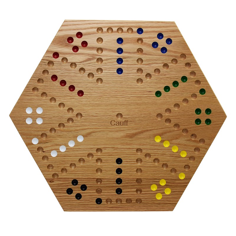 Solid Oak Double Sided Marble Board Game Hand Painted by