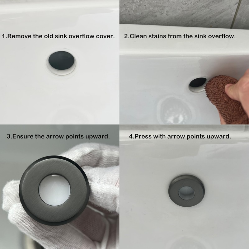2-Pack Brass Sink Overflow Cover Ring, Round Bathroom Basin Overflow