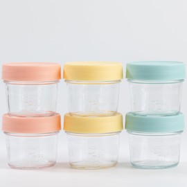 Yodecy 6 Pack Glass Food Storage Containers - 4 oz Food Storage Jars With Lids, 4 oz Mason Jars, Food Maker, Microwave, Dishwasher & Freezer Safe