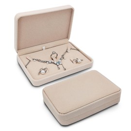 FuninCrea Travel Jewellery Box Set Jewelry Organiser Display Case Small Jewellery Storage Case Fashionable Jewelry Box Portable for Ring Necklace Earring Bracelet (Beige A)