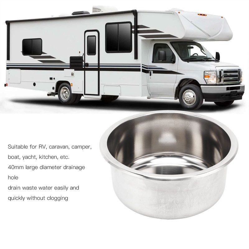 11.6x11.6x5.1in Stainless Steel Round Sink Single RV Kitchen Sink Single