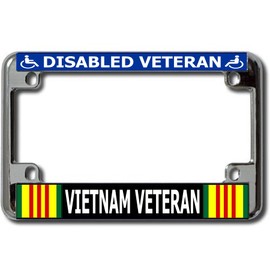 Disabled Vietnam Veteran Chrome Motorcycle License Plate Frame