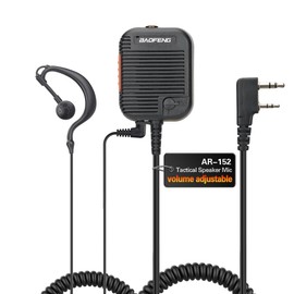 Baofeng Military Grade Volume Adjustable Speaker Mic with 3.5mm Receiver/Listen Only Surveillance Earpiece for Baofeng DM-32 BF-F8HP PRO AR-5RM AR-152 UV-5R Radio (Black+Headset)