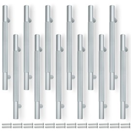 Bwintech 12 Pack Grey 181MM Knurled Cupboard Handles, 128MM Hole Centers Furniture Drawer Pulls Cupboard Knobs Cabinet Handles