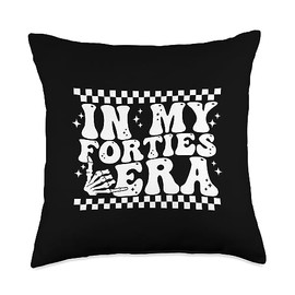 Nad-Birthday In My Forties Era 40'S Birthday Groovy Throw Pillow, 18x18, Multicolor