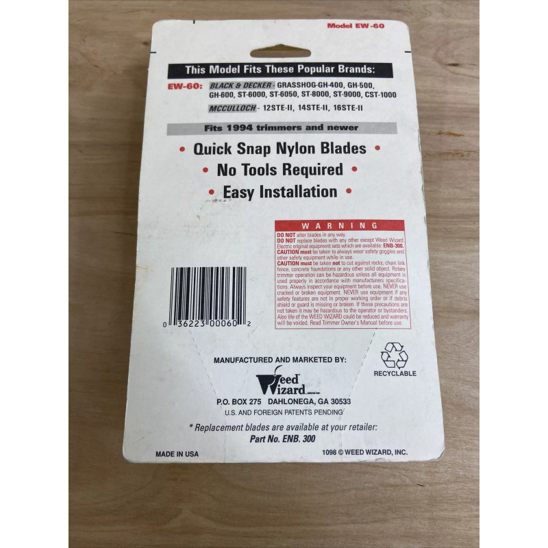 Weed Wizard Replacement Head For Electric Trimmers With 4 Nylon