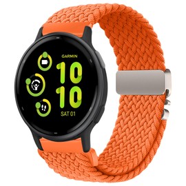 SumRioo 20 mm Strap for Garmin Vivoactive 6/5/3/3 Music/Venu Sq 2/Approach S50/S44, Nylon Braided Watch Strap for Garmin Forerunner 570 42 mm/55/165/165 Music/245/245 Music/645, Orange