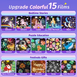 One Fire Night Light,Sternenhimmel Projektor Kinder mit 15 Film,Nachtlicht Kinder Nachtlicht Baby,Bluetooth Sternenprojektor,LED Projektor Sternenhimmel Nachttischlampe Kinder,Weihnachtsgeschenke fr Kinder