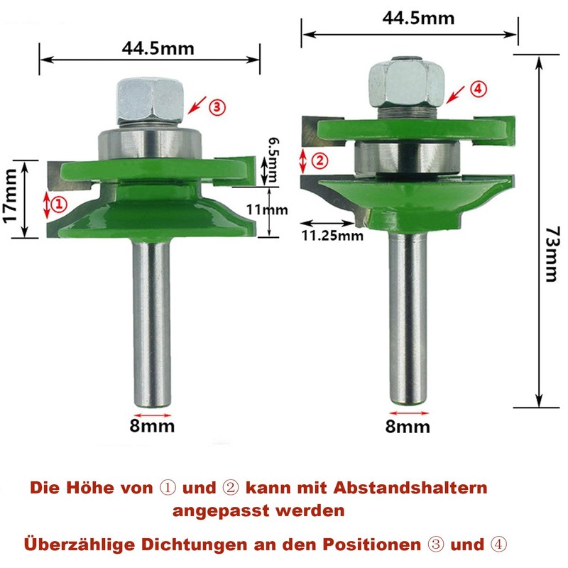 KEWAYO 3 Piece 8mm Shank Router Set Raised Panel Cabinet