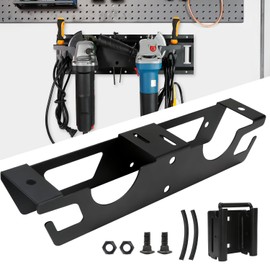 2 Bay E-Track Angle Grinder Holder Tool with Cord Hanger, Angle Grinder Storage Rack Wall mount Bracket for 5 inch Grinder, Polisher Holder for Angle Grinders, Polishers, Cutters E Track Accessories