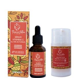 TQL | Kit Serum Vitamina C + Pantalla Solar FPS 45 | Envejecimiento Prematuro | Unifica Tono de Piel | Skin Care | Protector Solar Facial | 30 ml | 50ml