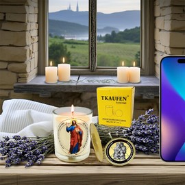 Sacred Heart of Jesus Candle 50 Hours│Hand-Poured Soy Wax│ Family Protection, Academic Success, Redemption, Spiritual Healing, Forgiveness, Prenatal Blessing│Design in Paris│3“×3.6”