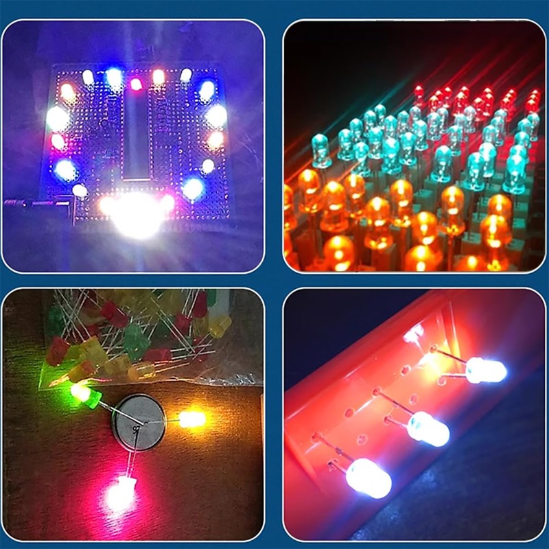 CESFONJER 500pcs x 5mm Light Emitting Diode, Diffused 2pin Round
