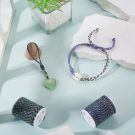 Bestewelry - Hilo trenzado metálico azul de 4 capas de macramé de polialgodón de 4 capas para colgar en la pared, para colgar plantas, cuerda de macramé, pulsera para manualidades