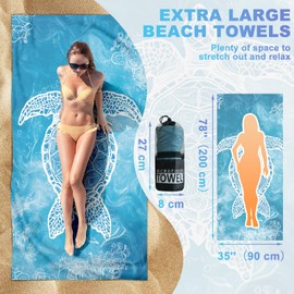 Beach Towels Oversized - 2 Pack 78'' X 35''(200 x 90 cm) Extra Large Beach Towels, 250 GSM Thicken Microfiber Sand Free Lightweight Quick Dry Beach Towel, Yoga Pool Gym Camping Travel Towel for Adults