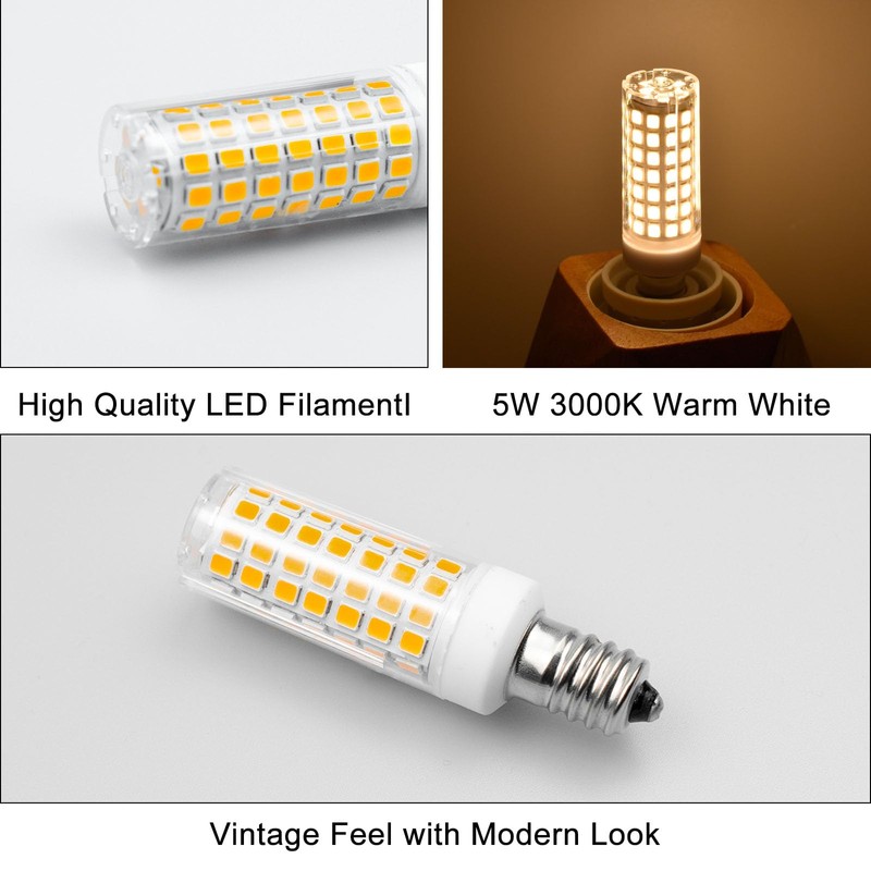 LFLAMPON Dimmable E12 Led Bulbs 3000K Warm White 5W, Replace