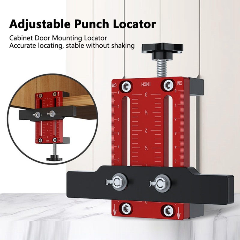 Cabinet Door Mounting Jig, Aluminum Alloy Support Arm and Clamp,