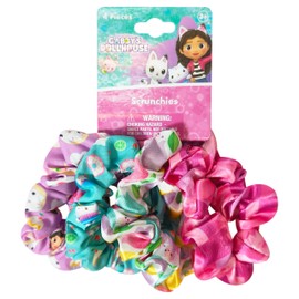 LUV HER Gabby's Dollhouse Cute Scrunchies for Girls - 4 Large Printed Scrunchies with Your Favorite Characters - Hair Accessories for Girls 3+