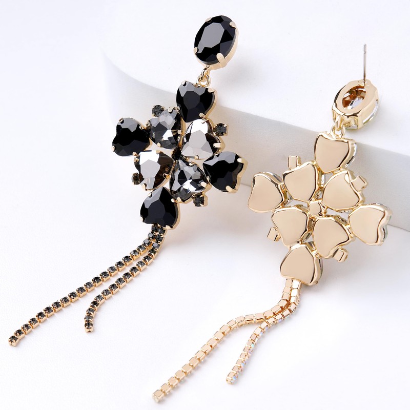 MuagoChic Sparkly Rhinestone Flowers Earrings for Women Trendy Crystal Drop