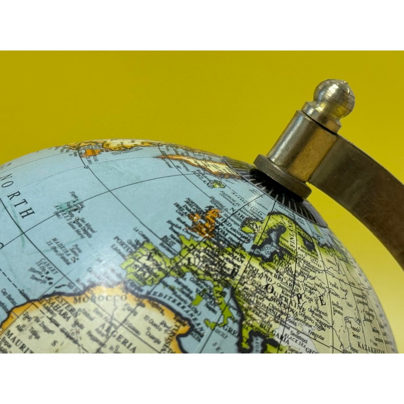 EXERZ GF23 13cm Light Blue Antique Globe with Wooden Base