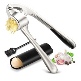 Premium Garlic Press Set – Durable Garlic Mincer & Crusher, Easy to Clean, Rustproof Kitchen Tool for Garlic & Ginger, Dishwasher Safe