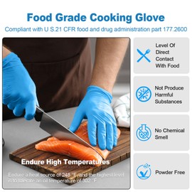 Blue Nitrile Gloves 5 mil, 9.05 in Disposable Gloves, Chemical Resistant, Puncture Resistance, Anti Static, Powder Free, Latex Free, Non Sterile Cleaning Gloves Used for Food Prep Cleaning, 100 pcs