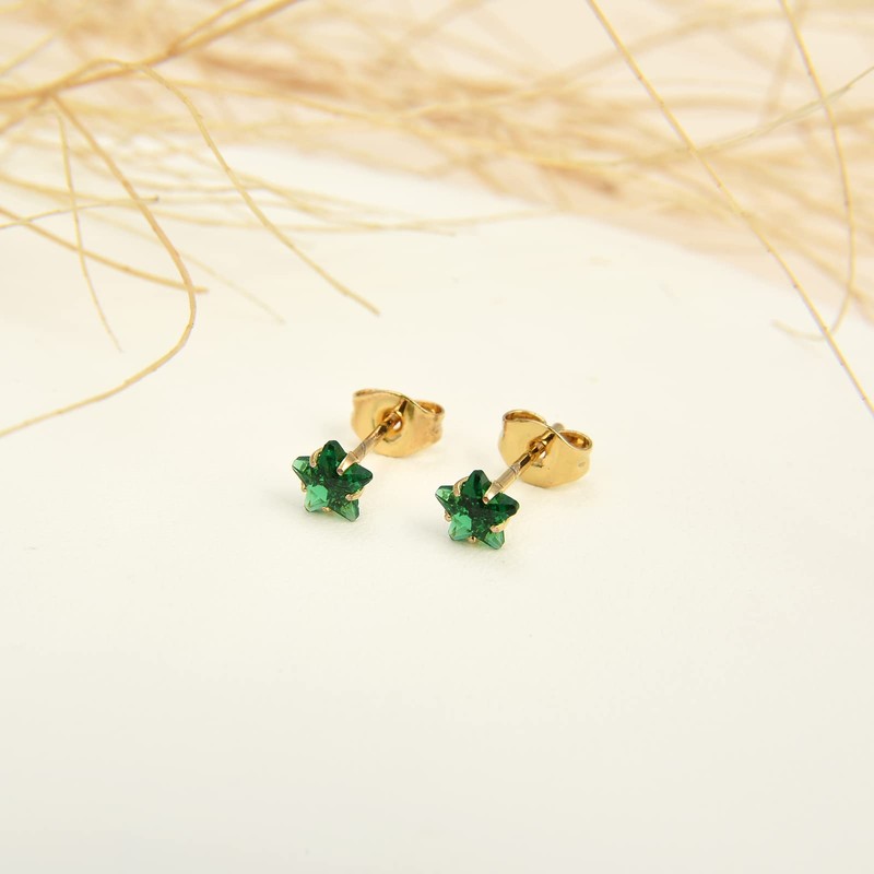 12 Pairs 18K Gold Plated Surgical Stainless Steel Stud Earrings,