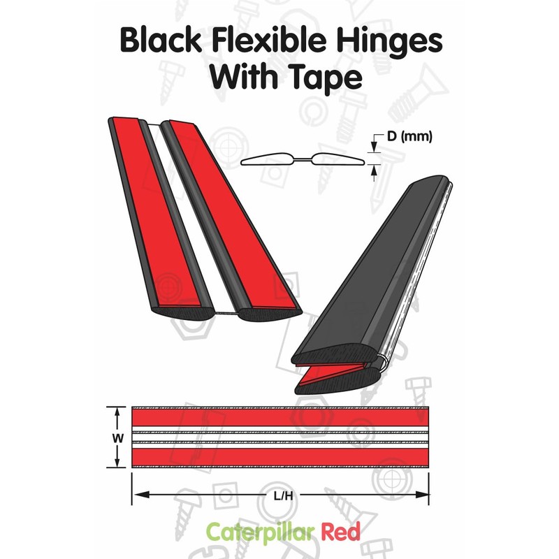 4 x 200mm Black Flexible Hinges – No glue required.