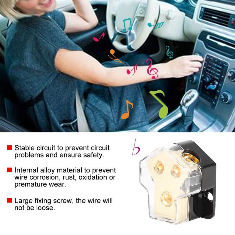 Hlyjoon 2 Way Power Distribution Block, 1*1GA In 2*4GA Out,