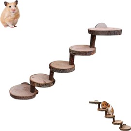 YANJI Hamster Ladder Natural Wood, Hamster Climbing Toy, Wooden Hamster Ladder, Hamster Exercise Toy, Hamster Wooden Ladder Toy, 5-Layer for Hamsters, Mice, Rats and Parrots