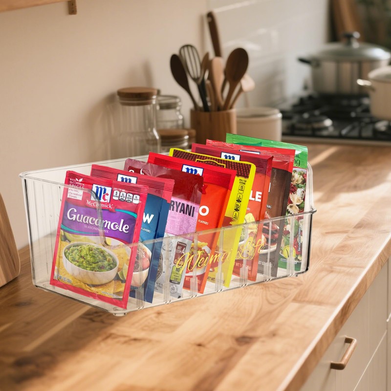Rainmae Seasoning Packet Organizer with 7 Removable Dividers, Drink Packet