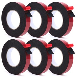 Strong Double Sided Tape Heavy Duty - 6 Pack 1” x 15” Flexible Double Sided Foam Tape for Automotive Use with Durable Adhesion, Applicable for Ceramic Tiles, Marble, Wood, Glass, Plastics, Metal
