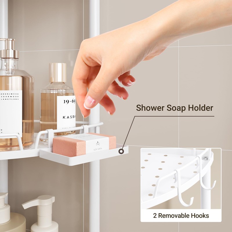 ELYKEN Corner Shower Caddy Standing, 3 Tier Rustproof Metal Shower
