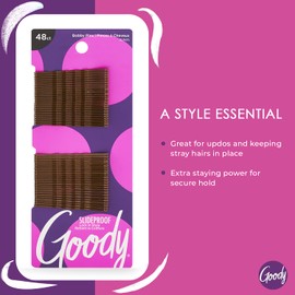Goody SlideProof Hair Bobby Pins, 18 Count, Brown, Slideproof and Lock-In Place, Suitable for All Hair Types, Pain-Free Accessories for Women, Men, Boys and Girls, All Day Comfort