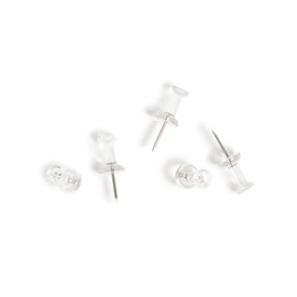 U Brands Clear Push Pins, Office Supplies, Includes Tub with Plastic Screw-On Lid, 600 Count