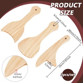 BENECREAT 3pcs Fan Handles, 7.87×3.15×0.47 Inch Hand Fan DIY Handles, Wood Jumbo Craft Sticks, Fan Handle Craft Sticks for DIY Handicrafts