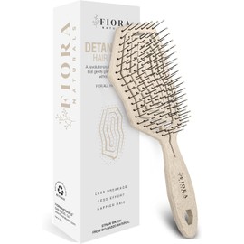 Fiora Naturals Cepillo Desenredante para el Cabello, 100% Respetuoso con el Medio Ambiente, Cepillo Desenredante con Cerdas Ultrasuaves, se desliza a través de enredos con facilidad, para Cabello Rizado, Liso, Mujeres, Hombres, Niños, Niños Pequeños, Húme
