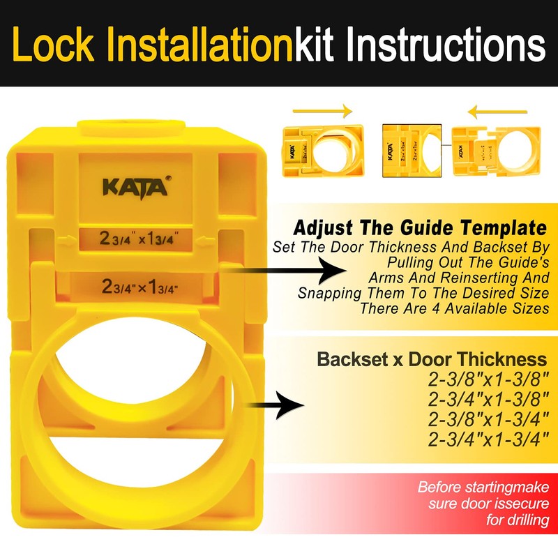 KATA 1-3/8" - 1-3/4" Door Lock Installation Kit for Wooden