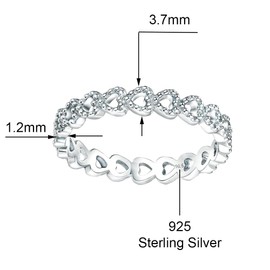 Savlano 925 Sterling Silver Bezel Hearts Stackable Ring Band for Women - Made in Italy Comes With a Gift Box (9)