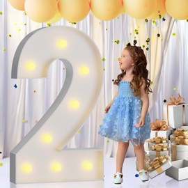 imprsv 3FT Light Up Numbers Letters, Marquee Numbers for 2st 21st Birthday Decorations Anniversary Party Decor, Mosaic Numbers for Balloons Numbers 2, Pre-Cut Foam Board Kit