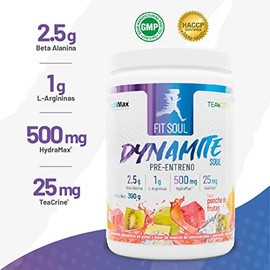 Pre entreno Fit Soul Dynamite Soul Suplemento Pre-Workout 30 servicios Extractos Naturales Ponche de frutas