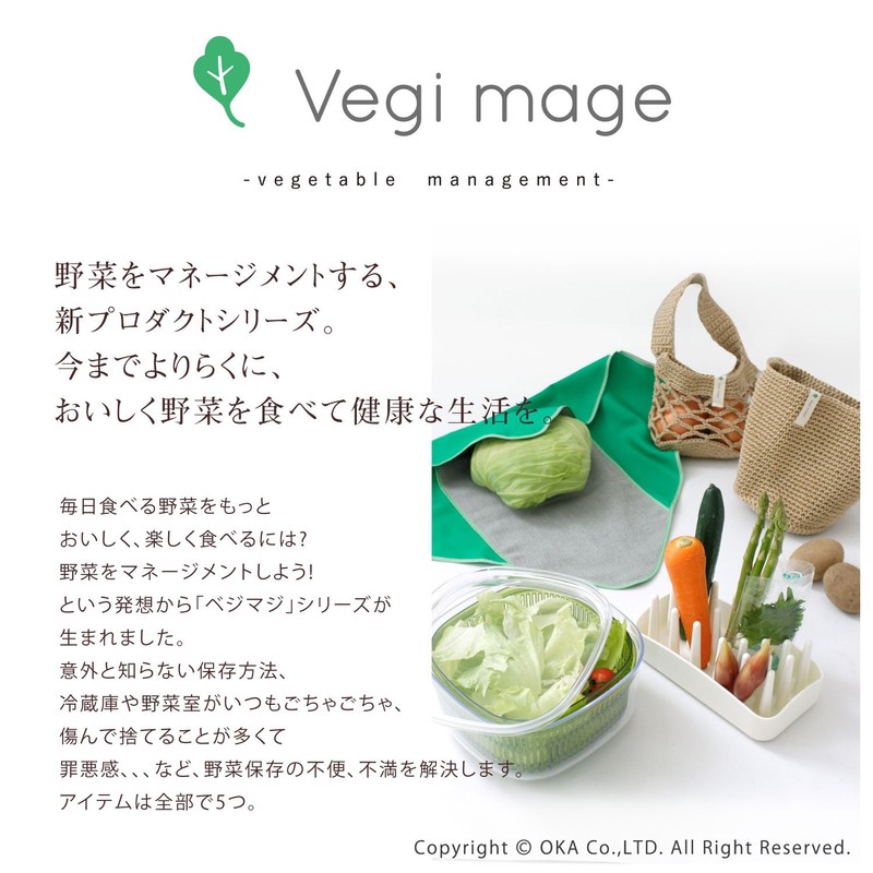 OKA Refrigerator Storage Vegetable Stand Green, Approx. 4.2 x 8.1