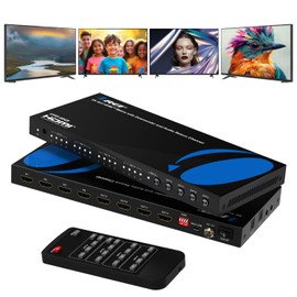 OREI 4x4 4K HDMI Matrix Switcher Splitter, (4-Input, 4-Output) Switch with Remote Control Auto Downscale 4K to 1080p, HDR10 Support (UHD-404R)