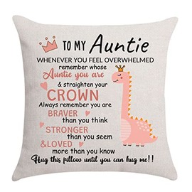 Cushion Cover Throw Pillow Cover for Auntie Aunty Aunt from Niece Nephew, Birthday Gifts for Auntie (aunt-C)