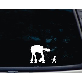 Imperial Walker Out for a Walk - 5 1/2" x 3 3/4" Funny die Cut Vinyl Decal/Bumper Sticker for Windows, Cars, JDM, Trucks, Bumpers, Tool Boxes, Boats, laptops - virtually Any Hard, Smooth Surface