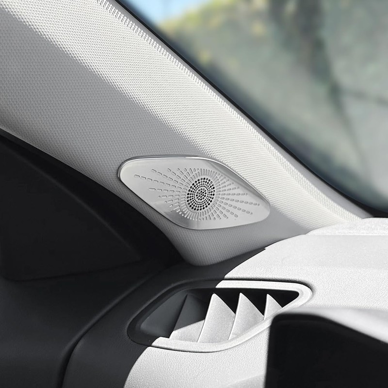 YOUTOOCAR 2PCS Stainless Steel Front Door A-Pillar Speaker Covers Trim
