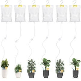 Flintronic Pack of 6 3.5 L Plant Watering Drip Irrigation Bags, Automatic Drip Irrigation Systems, with Adjustable Flow Valve Switch, Plastic Watering Device, Yellow Sticker