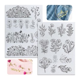 YZROHYI 2 Sheets of Embroidery Templates Water-soluble Embroidery Paper, Embroidery Stickers, Embroidery Flower Template, Embroidery Pattern Templates, Embroidery Transfer Paper, Water Soluble Hand