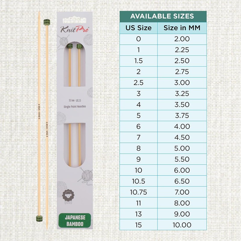 KnitPro Bamboo Single-Pointed Needles 25cm 3.00mm - 3pcs, Brown